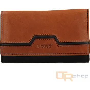 Peněženka BLC/5305/222 kožená dámská peněženka LAGEN - Černá-Hnědá