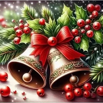 Diamantové malování Diamantové malování - Zvonky a jeřabiny + třpytivé kamínky