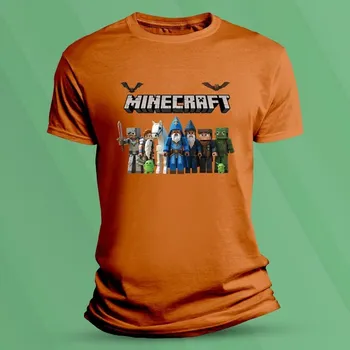 Chlapecké tričko Dětské tričko s potiskem Minecraft postavičky velikost 140 (9-11 let) Oranžová