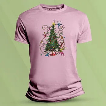 Dětské bavlněné tričko Grinch stromeček Růžová velikost 128 (7-8 let)