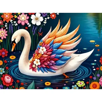 Diamantové malování Diamantové malování - Barevná labuť