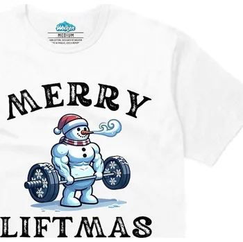 Pánské tričko Pánské tričko Namakaný Sněhulák Merry Liftmas (Velikost: L, Barva: Bílá)