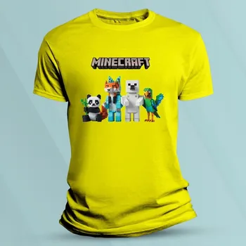 Dětská móda Bavlněné dětské tričko Minecraft zvířátka Žlutá velikost 116 (5-6 let)