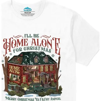 Pánské tričko Pánské tričko Budu Sám Doma na Vánoce (Velikost: M, Barva: Bílá)