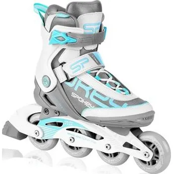 Kolečkové brusle Spokey PRIME PRO Kolečkové brusle, bílo-tyrkysové, vel. 40
