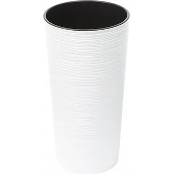 Květináč Plast Květináč bílý Lamela 19 cm x 19 x 36 cm