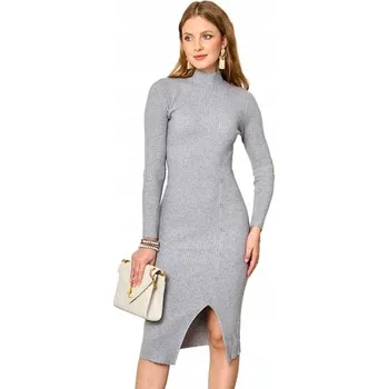 Dámské šaty R2393 ŠEDÉ MIDI ŠATY DÁMSKÉ L/XL - 41