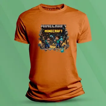 Chlapecké tričko Dětské bavlněné tričko Minecraft jeskyně velikost 140 (9-11 let) Oranžová