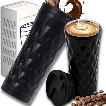 Termoska Hrnek termiczny duży 500 ml termoska TRESSARI na kávu, čaj, nepropustný, černý