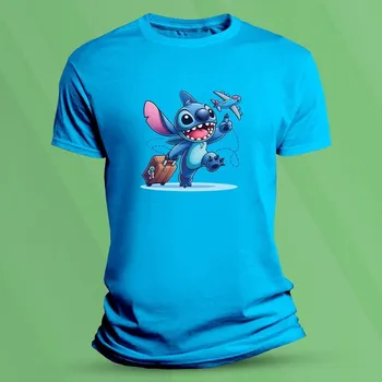 Chlapecké tričko Bavlněné dětské tričko Stitch cestovatel velikost 104 Azurová