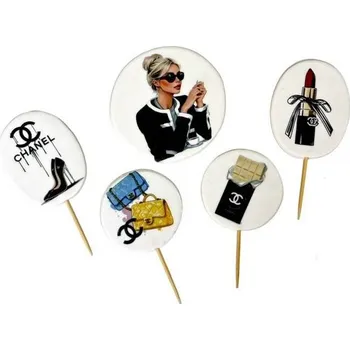 Přisada na vaření a pečení I love Cakes, vyrobeno v EU Cukrová figurka zápich na dort Coco Chanel varianta 2 - K Decor | Skvělé pro Váš domácí dort