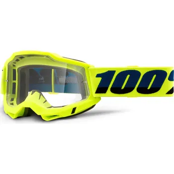 Motocyklové brýle ACCURI 2, 100% OTG brýle žluté, čiré plexi 50224-101-04