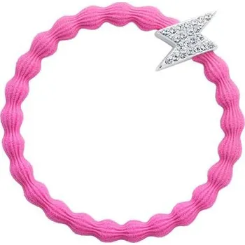 By Eloise London Silver Bling Diamanté Bolt náramek / gumička na vlasy odstín Neon Pink