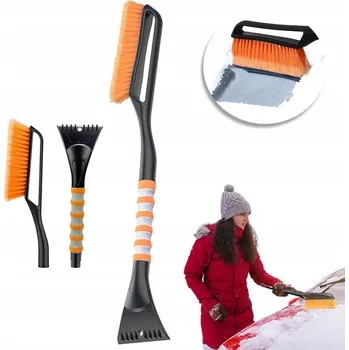 Autoškrabka ŠKRABKA NA LED S KARTÁČEM NA ODSTRAŇOVÁNÍ SNĚHU Z AUTA 64CM