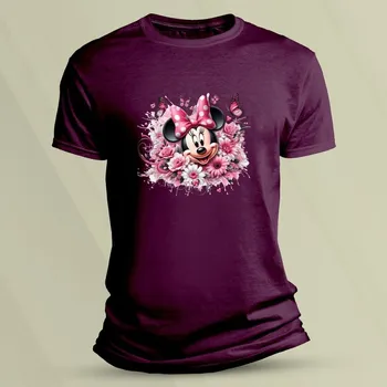 Chlapecké tričko Bavlněné dětské tričko Minnie s růžovou mašlí Vínová velikost M