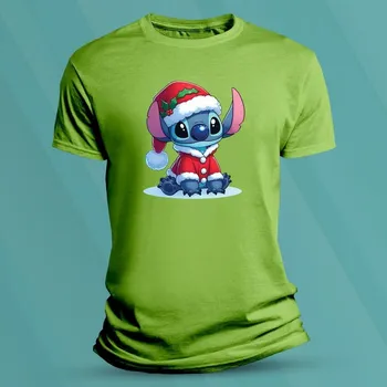 Chlapecké oblečení Dětské tričko s potiskem Vánoční Stitch velikost S Lime