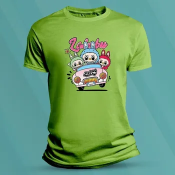 Chlapecké oblečení Dětské bavlněné tričko Labubu Závodníci velikost S Lime