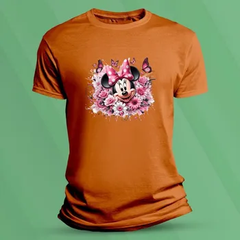 Bavlněné dětské tričko Minnie s růžovou mašlí velikost 128 (7-8 let) Oranžová