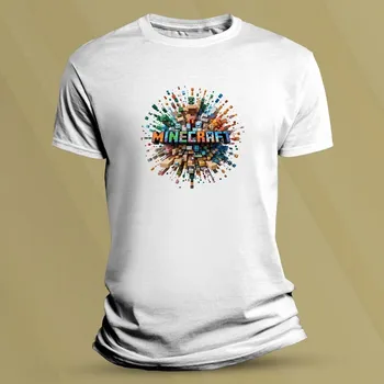 Chlapecké tričko Bavlněné dětské tričko Minecraft svět Bílá velikost M