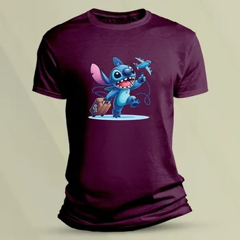 Chlapecké oblečení Bavlněné dětské tričko Stitch cestovatel velikost 140 (9-11 let) Vínová