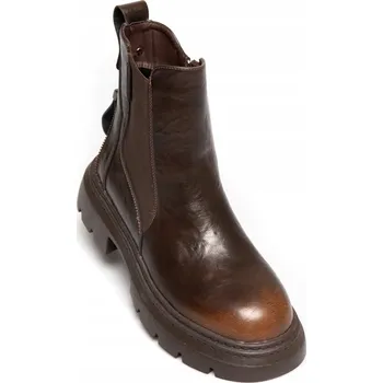 Dámská zimní obuv BIG STAR DÁMSKÉ KOTNÍKOVÉ BOTY Z PŘÍRODNÍ KŮŽE, HNĚDÉ SS274521 803 38