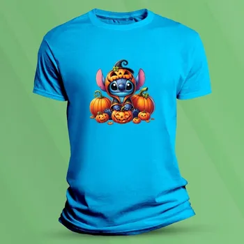 Chlapecké tričko Dětské bavlněné tričko Halloweenský Stitch velikost 128 Azurová