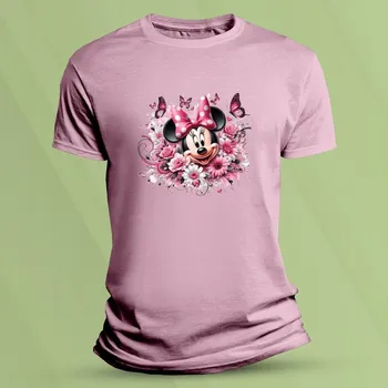 Chlapecké oblečení Bavlněné dětské tričko Minnie s růžovou mašlí Růžová velikost 128