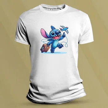 Chlapecké tričko Bavlněné dětské tričko Stitch cestovatel Bílá velikost S