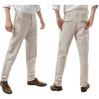 Pánské oblečení Elegantní Tenké Pánské Kalhoty Bavlna Len na Léto HUNTER 310/K2 W49/32