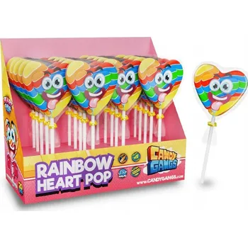 Bonbon Duhové lízátko ve tvaru srdce lízátka barevná 30g 20 KS