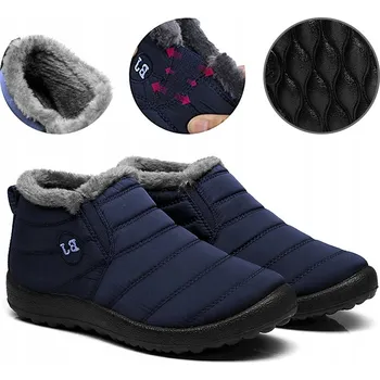 Dámská zimní obuv ZIMNÍ IZOLOVANÉ BOTY VODĚODOLNÉ SNĚŽNÉ BOTY NÁMOŘNICKÁ MODRÁ KOTNÍKOVÉ BOTY NAD KOTNÍK