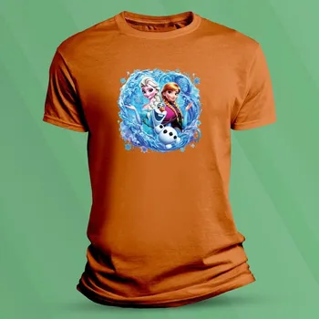 Chlapecké tričko Bavlněné dětské tričko Frozen Elza a Anna velikost 152 (12-13 let) Oranžová