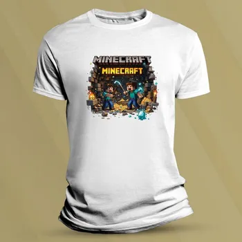 Chlapecké tričko Dětské bavlněné tričko Minecraft jeskyně Bílá velikost 104 (3-4 roky)