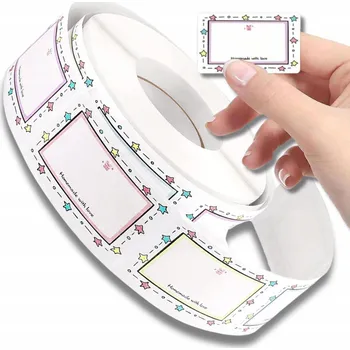 Samolepící etiketa Samolepky bílé etikety 250 ks role pro DIY dárky, sklenice a obálky