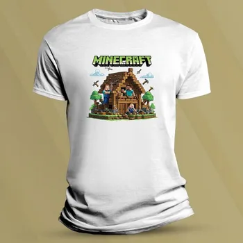 Dětské tričko s potiskem Minecraft dům Bílá velikost 140
