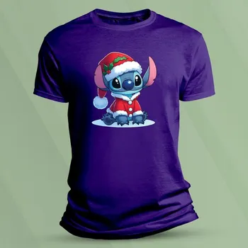 Dětské tričko s potiskem Vánoční Stitch velikost 128 (7-8 let) Purpurová
