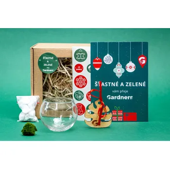 Váza Gardners Vánoční dárková sada - Skleněná váza boule 6 cm a 1 řasokoule