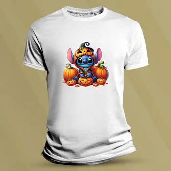 Dětské bavlněné tričko Halloweenský Stitch Bílá velikost 128 (7-8 let)