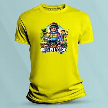 Dětské bavlněné tričko Neonový Roblox Žlutá velikost 104 (3-4 roky)