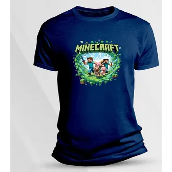 Chlapecké tričko Dětské bavlněné tričko Minecraft 4 velikost 140 Námořnická modrá