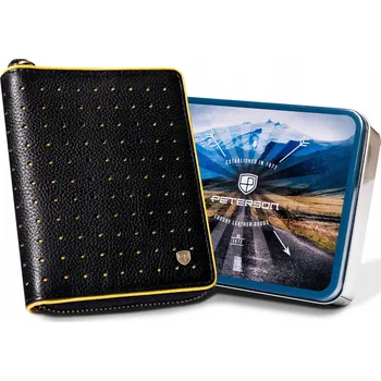 Peněženka Peterson pánská peněženka z pravé kůže černá s RFID ochranou PTN 340.03 BL+YELLOW