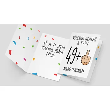 Narozeninové přání PWP0077 všechno nejlepší k tvým 49 + prostředníček