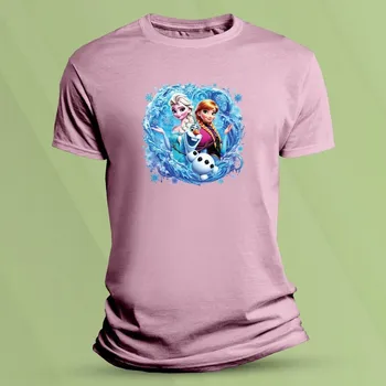 Bavlněné dětské tričko Frozen Elza a Anna Růžová velikost 104 (3-4 roky)