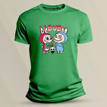 Chlapecké tričko Bavlněné dětské tričko Zlobiví Labubu velikost 152 Zelená