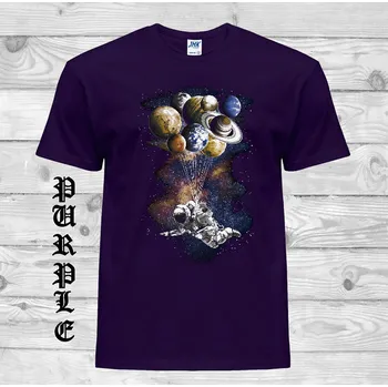 Pánské tričko panske-levne-bavlnene-tricko-potisk-kosmonaut-astronomie Barva: Purple - purpurová, velikost: XS