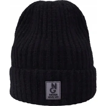 Čepice Čepice zimní chlapecká ohrnovací jednoduchá s vlnou černá 54-56 YOCLUB