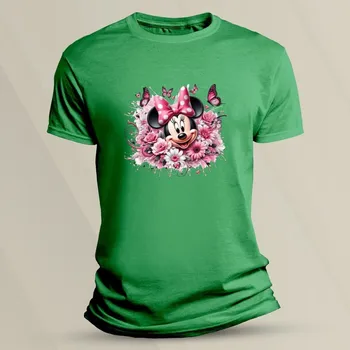 Bavlněné dětské tričko Minnie s růžovou mašlí velikost 140 (9-11 let) Zelená