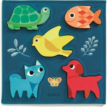 Puzzle Djeco dřevěné puzzle Zvířátka v modrém