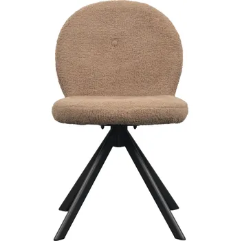 Jídelní židle Jídelní otočná židle OROA - látka Bouclé, světle hnědá / černá