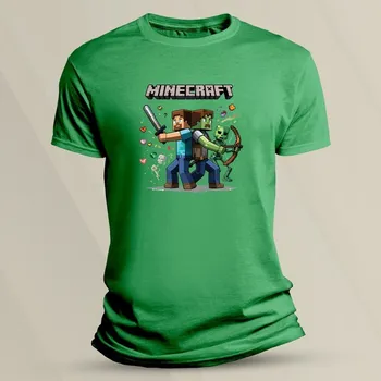 Bavlněné dětské tričko Minecraft Steve a zombie velikost 104 (3-4 roky) Zelená